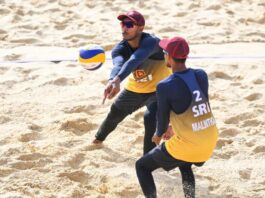 Sri Lanka’s Ashen Rashmika and Malintha Yapa in Men’s Beach Volleyball in Birmingham Commonwealth Games 2022
