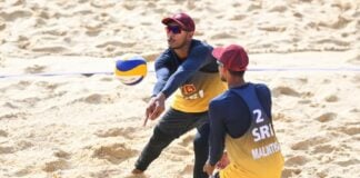 Sri Lanka’s Ashen Rashmika and Malintha Yapa in Men’s Beach Volleyball in Birmingham Commonwealth Games 2022