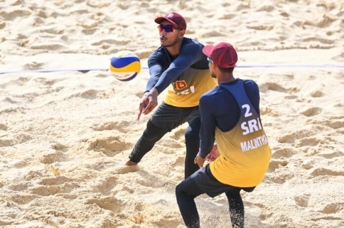 Sri Lanka’s Ashen Rashmika and Malintha Yapa in Men’s Beach Volleyball in Birmingham Commonwealth Games 2022