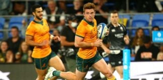 Andrew Kellaway scored a hat-trick during the Wallabies’ win over Argentina..