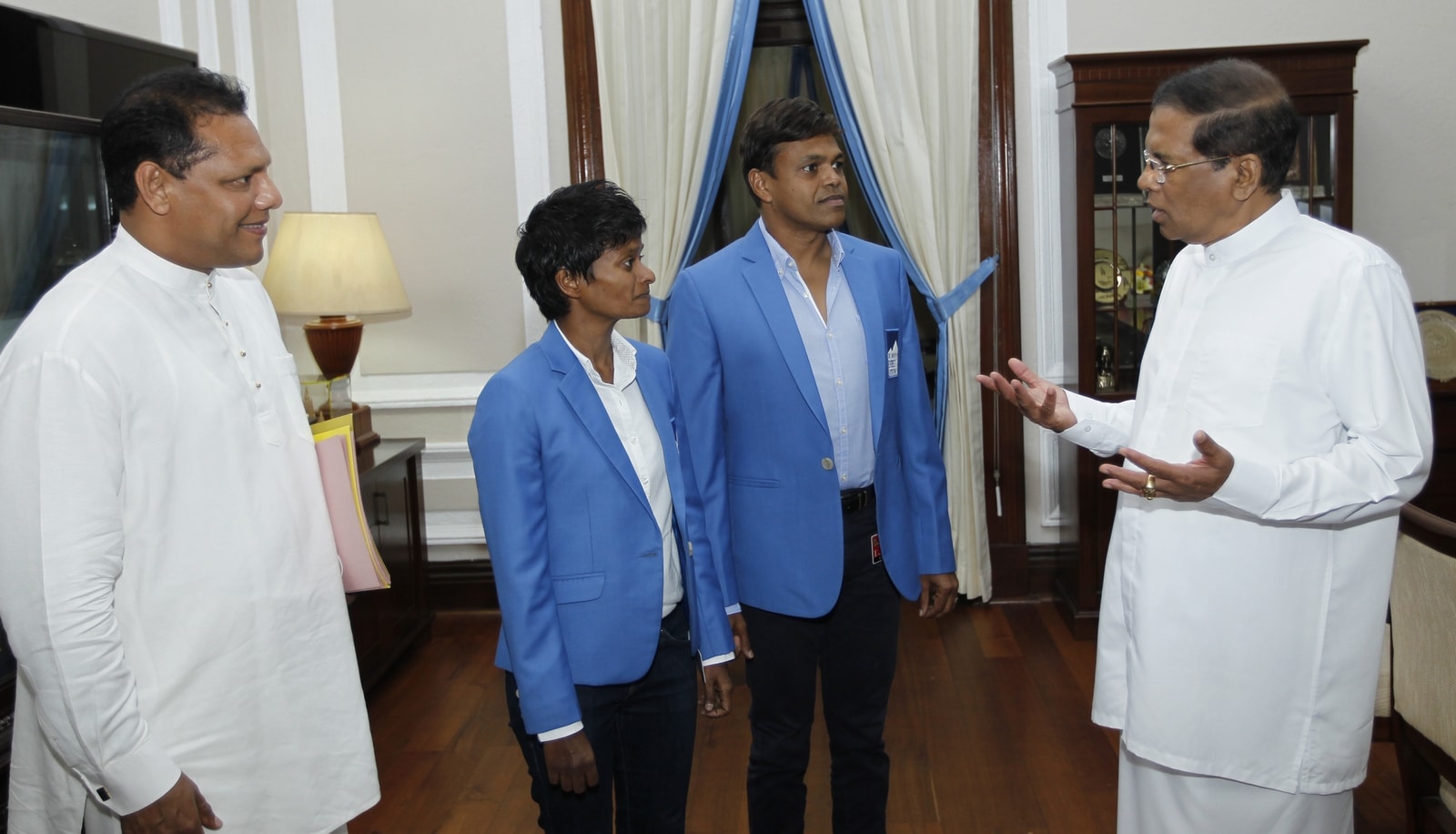 President wishes Jayanthi KuruUtumpala and Johann Peries, the first