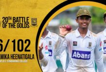 WATCH – Chamika Heenatigala 6/102 vs D.S. Senanayake College | 20th Battle of the Golds Chamika Heenatigala