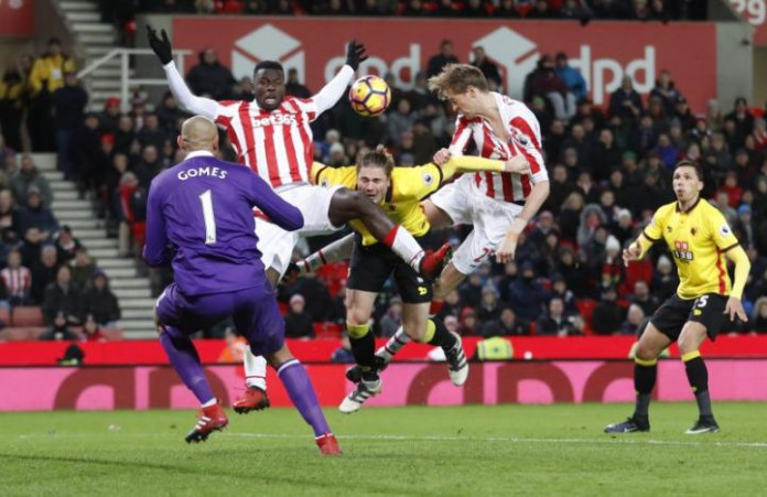 Stoke City's Peter Crouch shoots at goal Stoke City's Peter Crouch shoots at goal