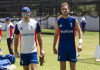 England’s Anderson set to return but Steyn doubtful for Proteas England's James Anderson (L) who is injured talks with Stuart Broad during a training session in Durban, South Africa, December 24, 2015. REUTERS/Rogan Ward