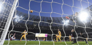 West Ham United's Andy Carroll scores their second goal