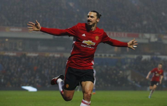 Manchester United's Zlatan Ibrahimovic celebrates scoring their second goal Ibrahimovic fires Manchester United into FA Cup quarter-finals