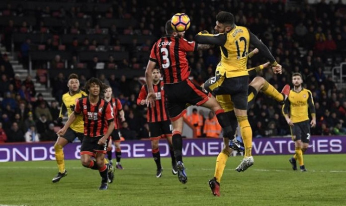 Arsenal's Olivier Giroud scores their third goal