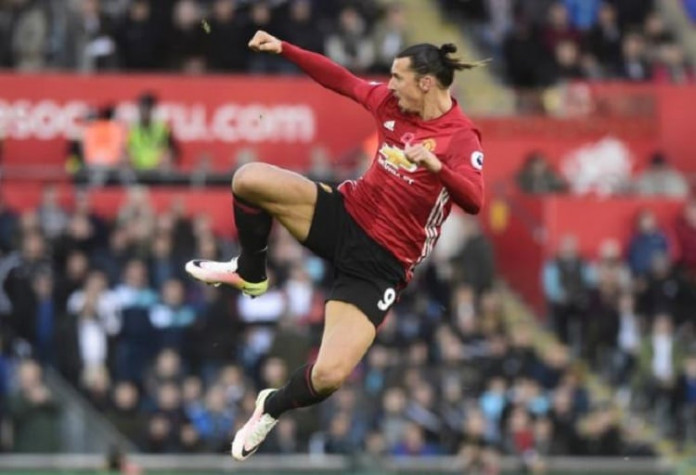 Manchester United's Zlatan Ibrahimovic celebrates scoring their second goal