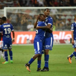 Soccer Football - Ligue 1 - OGC Nice vs Troyes - Nice, France - August 11, 2017 Troyes’ Christophe Herelle and Charles Traore celebrate victory