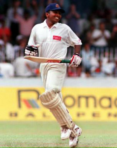 Mahela reaching his double ton (Image courtesy – AFP)