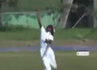 Brilliant one handed catch by Ishira Ayupla