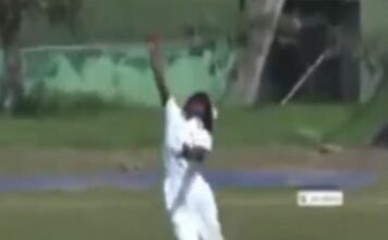 Brilliant one handed catch by Ishira Ayupla