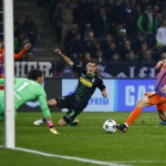 Manchester City's David Silva scores their first goal